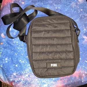 PINK Victoria's Secret Quilted Black Messenger Bag